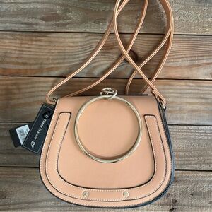 La Terre Fashion NEW Purse Tan Shoulder Strap Vegan Medium Rounded